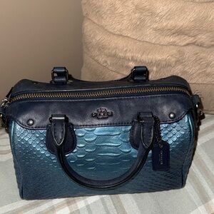RARE Coach mini bannet Metalic Blue Satchel Bag